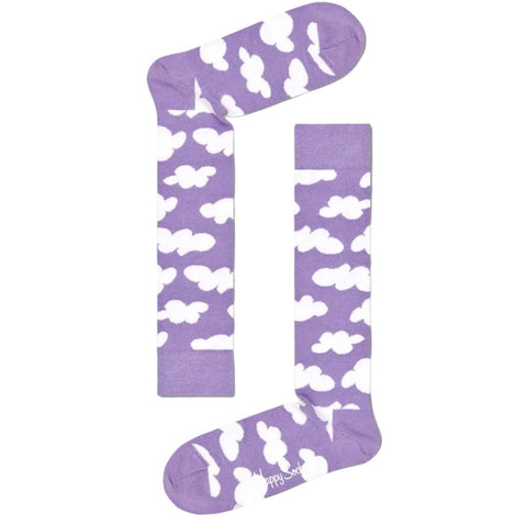 HAPPY SOCKS Women's Purple Clouds Knee High Cotton Socks Size 5.5-9.5 NWT