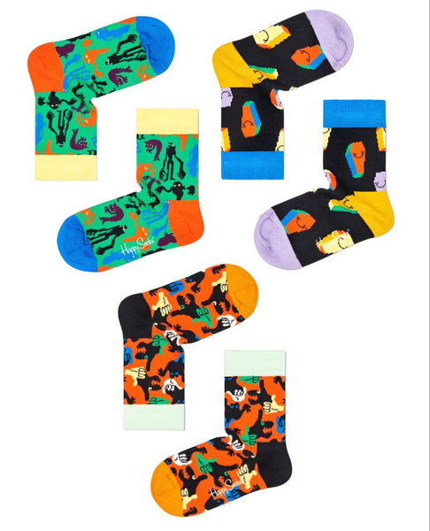 HAPPY SOCKS Kids' Halloween 3 Pairs Gift Set Crew Socks Size 7-9 Years NWB