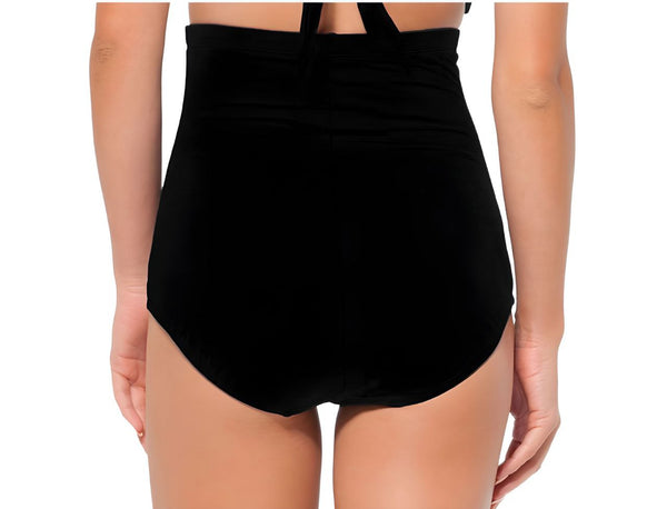 ANNE COLE Women's Black Solid High Waist Bikini Swim Bottom #364 Small NWT