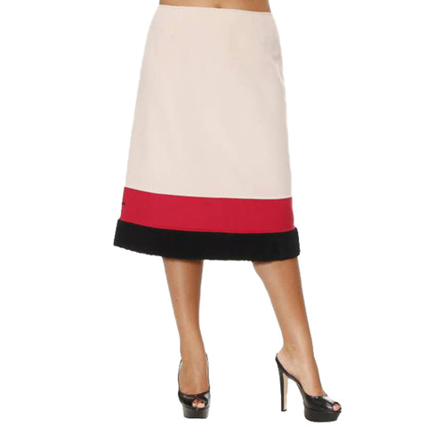 MARINA RINALDI Women's Beige Collier Virgin Wool Skirt $1190 NWT