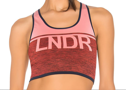 LNDR Women's Coral Marl A-Team Medium Fit Sports Bra #SV775 NWT