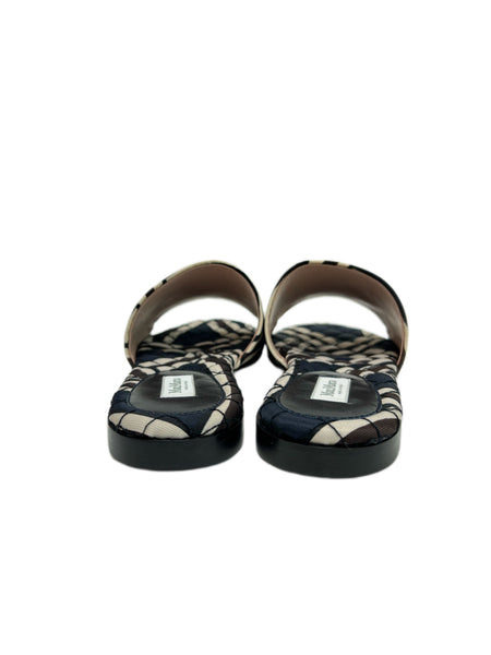 Max Mara Women's Righe Blu Corolla Embellished Slide Sandals NWB