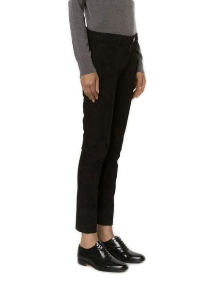 CREATURES OF THE WIND Women's Black Suede Slim Fit Trousers Sz 10 $1,400 NWT