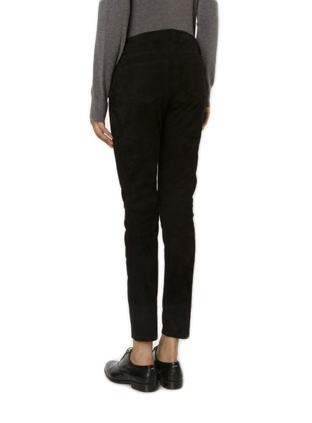 CREATURES OF THE WIND Women's Black Suede Slim Fit Trousers Sz 10 $1,400 NWT