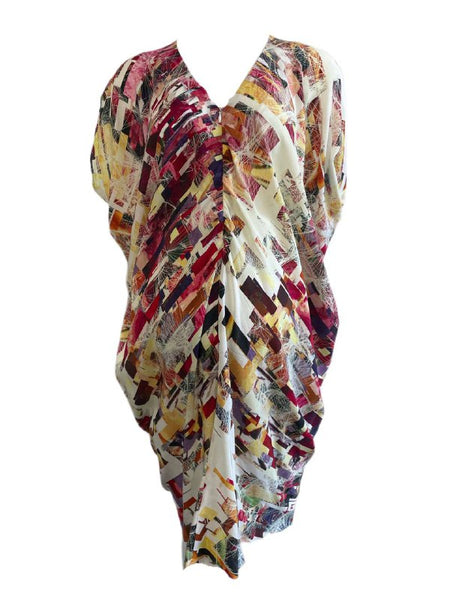 KINWOLFE Women's Crimson Rebel Print Maternity Nursary Silk Dress NWOT