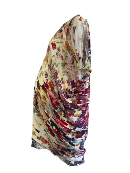 KINWOLFE Women's Crimson Rebel Print Maternity Nursary Silk Dress NWOT