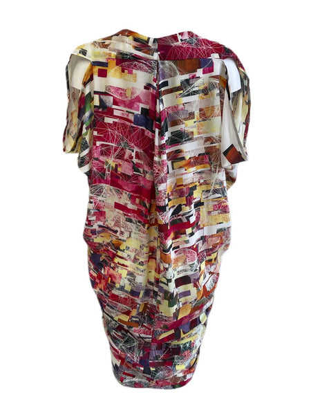 KINWOLFE Women's Crimson Rebel Print Maternity Nursary Silk Dress NWOT