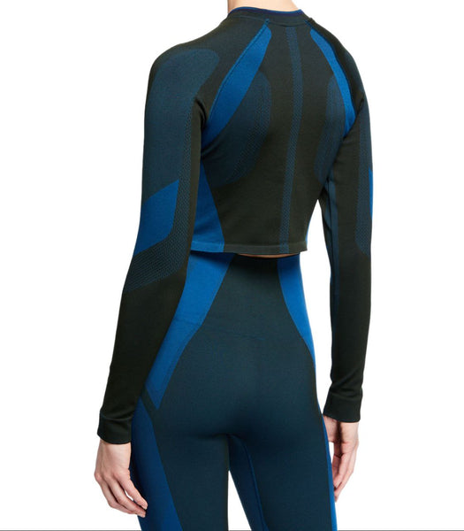 LNDR Women's Khaki Petrol All Seasons Crop Long Sleeve Top #SN744 NWT