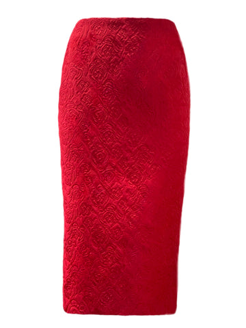 Marina Rinaldi Women's Red Cross Straight Skirt Size 12W/21 NWT