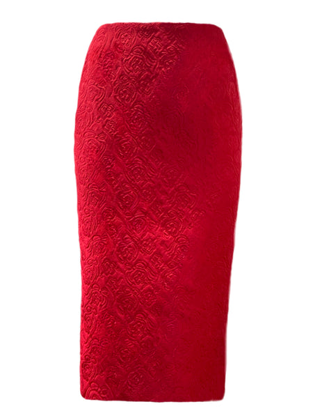 Marina Rinaldi Women's Red Cross Straight Skirt Size 12W/21 NWT