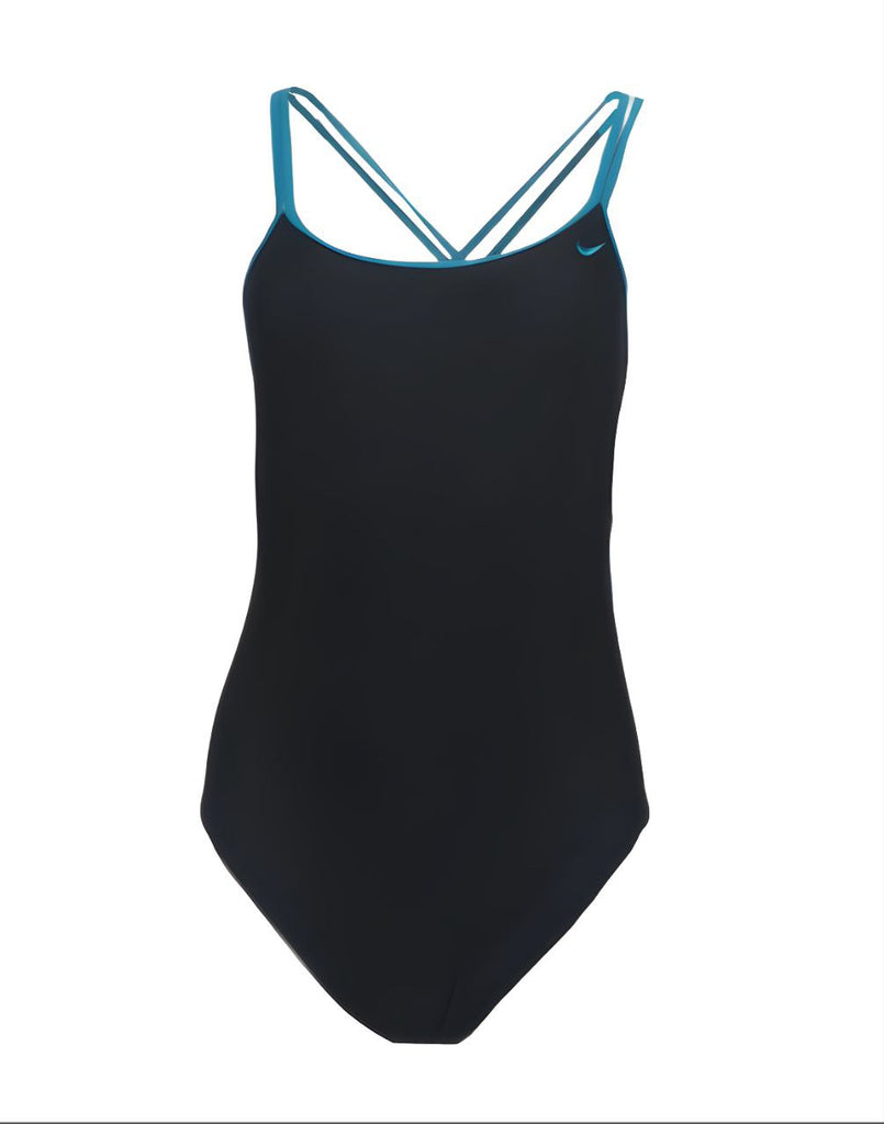 NIKE Women's Black Thin Straps Cross Back One Piece Swimsuit #7080 8 NWT