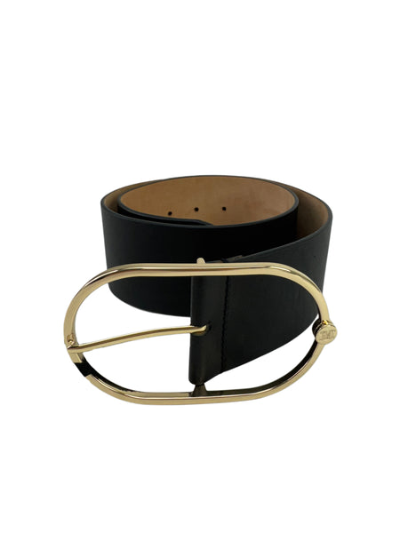 Max Mara Women's Black Cuoio60 Leather Buckle Belt Size S NWT