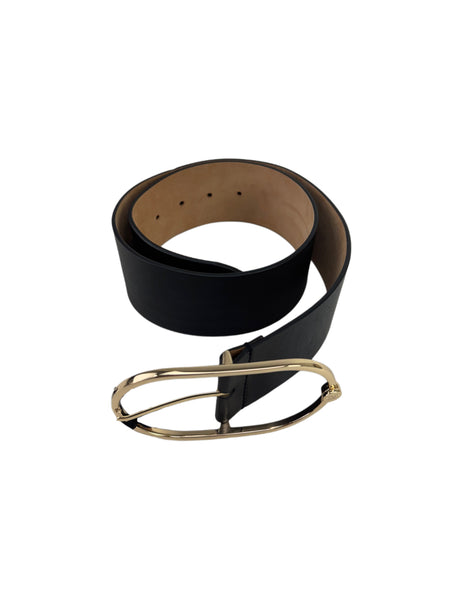 Max Mara Women's Black Cuoio60 Leather Buckle Belt Size S NWT