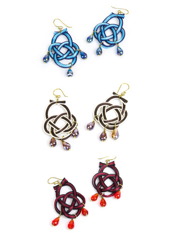 ROBERTA ROLLER RABBIT Women's Cyrian Knot Dangle Earrings $45 NEW