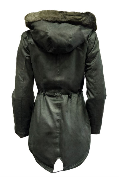 HoodLamb Women's Deep Green Natural Hemp Hooded Warm Parka 420 NWT