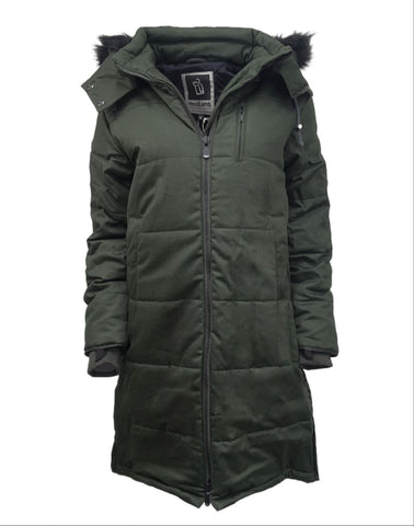 HoodLamb Women's Deep Army Green Hemp Nordic Puffer #W18LNU NWT
