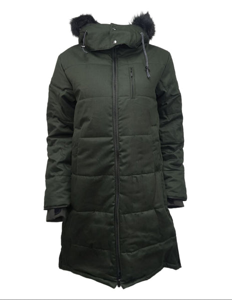 HoodLamb Women's Deep Army Green Hemp Nordic Puffer #W18LNU NWT