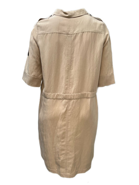 MARINA RINALDI Women's Ecru Decibel Button Front Shirt Dress $585 NWT