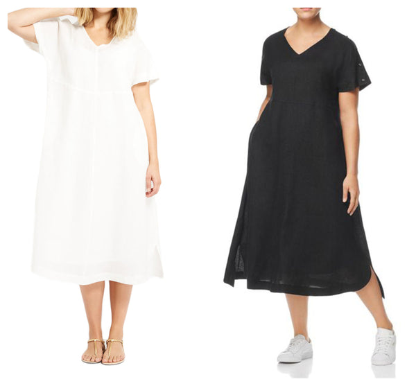 MARINA RINALDI Women's Dedicare Midi Flax Dress $475 NWT