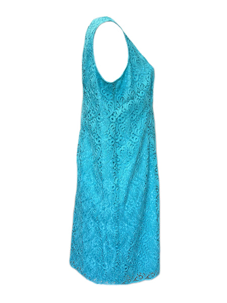 MARINA RINALDI Women's Ski Blue Dicitore Lace Overlay Dress $795 NWT