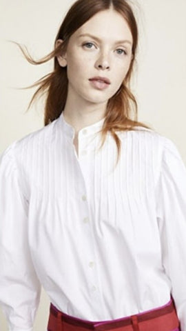 Diane Von Furstenberg DVF White Pin Tuck Long Sleeve Shirt $328 NWT