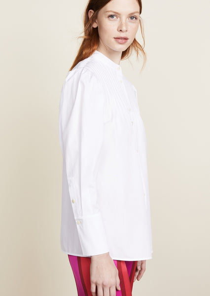 Diane Von Furstenberg DVF White Pin Tuck Long Sleeve Shirt $328 NWT