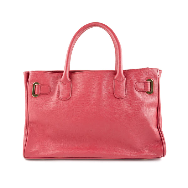 ONNA EHRLICH Women's Red Genuine Leather Gold Buckle Maya Tote Bag $550 NEW