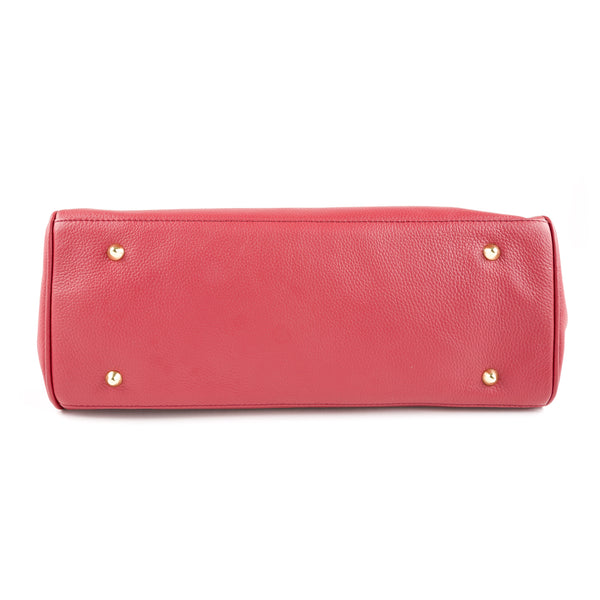 ONNA EHRLICH Women's Red Genuine Leather Gold Buckle Maya Tote Bag $550 NEW