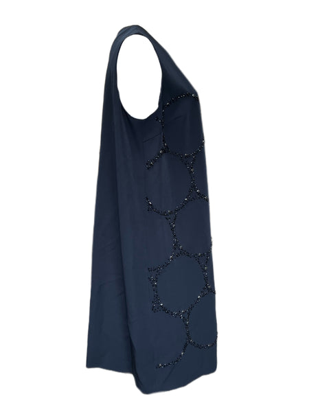 Marina Rinaldi Women's Navy Embellished Dadaismo Sleeveless Dress Size NWT