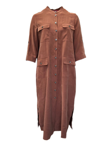 Marina Rinaldi Women's Brown Dadaista Button Down Shift Dress Size 16W/25 NWT