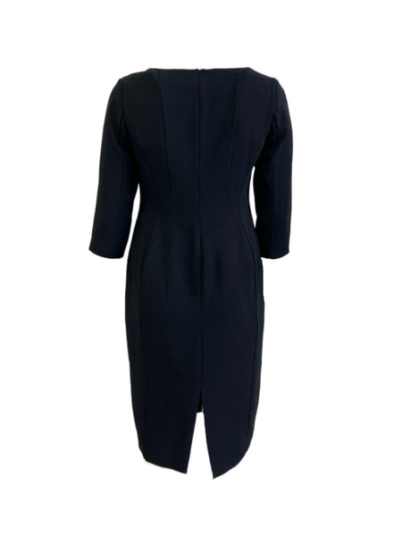 Marina Rinaldi Women's Nero Dafne 3/4 Sleeve Sheath Dress NWT