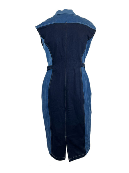 Marina Rinaldi Women's Blue Dakar Denim Belted Sheath Dress NWT
