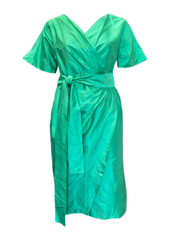 Marina Rinaldi Women's Green Damina Silk A Line Dress NWT