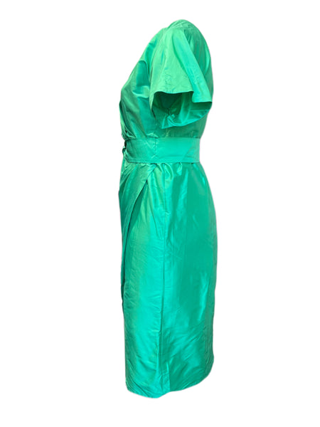 Marina Rinaldi Women's Green Damina Silk A Line Dress NWT