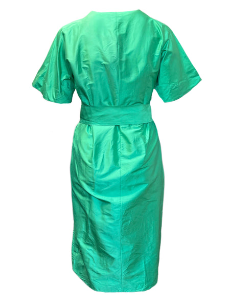 Marina Rinaldi Women's Green Damina Silk A Line Dress NWT