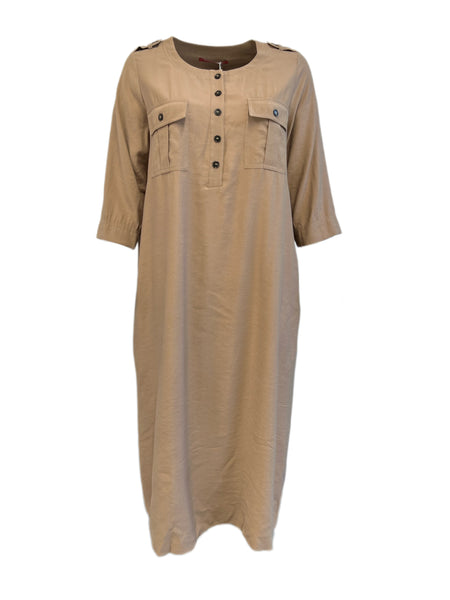 Marina Rinaldi Women's Camel Danae 3/4 Sleeve Maxi Dress NWT