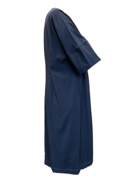 Marina Rinaldi Women's Navy Danae Virgin Wool Shift Dress NWT