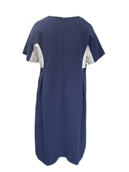 Marina Rinaldi Women's Blue Danese Zipper Closure Shift Dress NWT