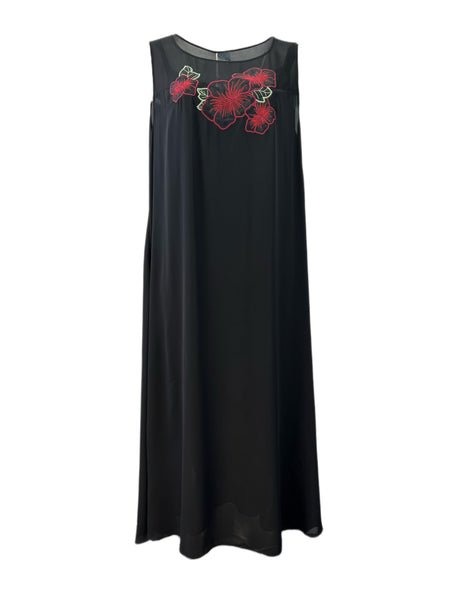 Marina Rinaldi Women's Black Danubio Embroidered Front Maxi Dress