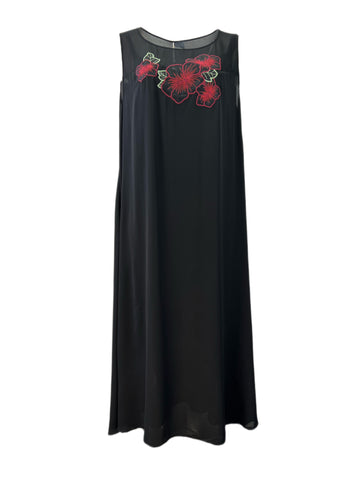 Marina Rinaldi Women's Black Danubio Embroidered Front Maxi Dress