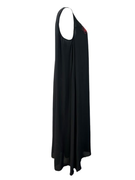 Marina Rinaldi Women's Black Danubio Embroidered Front Maxi Dress