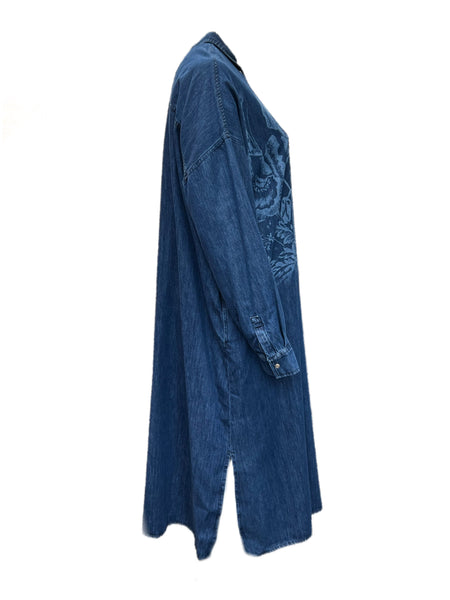 Marina Rinaldi Women's Navy Danubio Cotton Denim Dress Size 18W/27 NWT