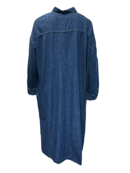 Marina Rinaldi Women's Navy Danubio Cotton Denim Dress Size 20W/29 NWT