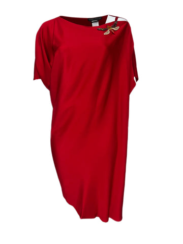 Marina Rinaldi Women's Red Danzante Butterfly Sleeve Dress NWT