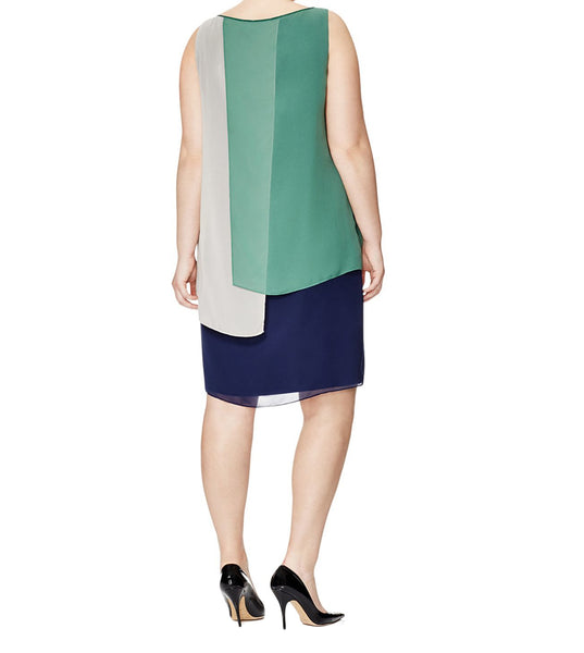 MARINA RINALDI Women's Multi Danzare Color Block Dress $465 NWT