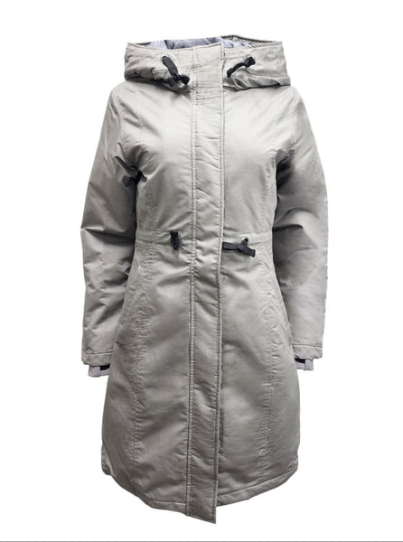 HoodLamb Women's Dark Grey Drawstring Natural Hemp Hooded Parka 420 NWT