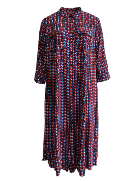 Marina Rinaldi Women's Red Darsena Button Front Viscose Shirt Dress NWT