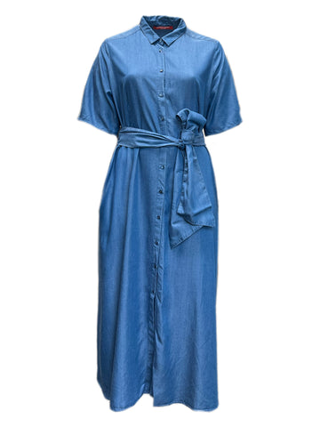 Marina Rinaldi Women's Blue Dativo Button Down Lyocell Shirt Dress