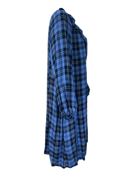 Marina Rinaldi Women's Blue Dattero Plaid Viscose Maxi Dress