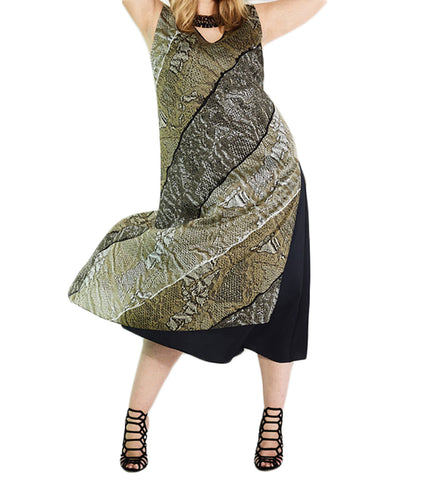 MARINA RINALDI Women's Brown Davanti Snakeskin Print Dress $655 NWT